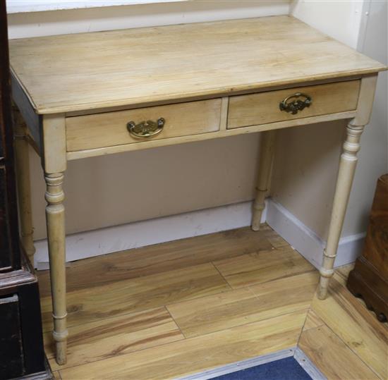 Two Heals & Sons Victorian pine side tables W.91cm